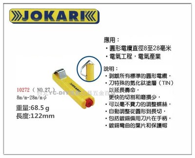 【台北益昌】德國 JOKARI 10272 電纜剝皮刀 電線剝皮刀 NO.27 8~28mm