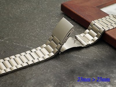【時間探索】全新 不鏽鋼實心便利單向摺疊扣-特殊規格金屬錶帶 ( 23mm )