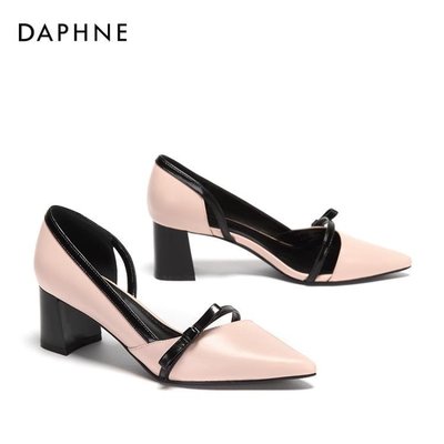 【促銷】低跟鞋 Daphne/達芙妮套腳中空淺口馬蹄跟尖頭奧賽鞋單鞋女101810-