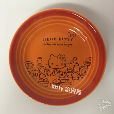 [Kitty 旅遊趣] Hello Kitty 盤子 圓盤 凱蒂貓 橘色 點心盤 陶瓷盤 禮物 送禮