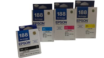╭☆超印☆╮☆《含稅》EPSON T188 / 188 黑藍紅黃 原廠墨水匣 (四色各一)④
