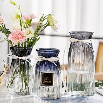 花瓶 简约玻璃花瓶透明水培绿萝水养富贵竹百合干鲜花客厅插花装饰摆件