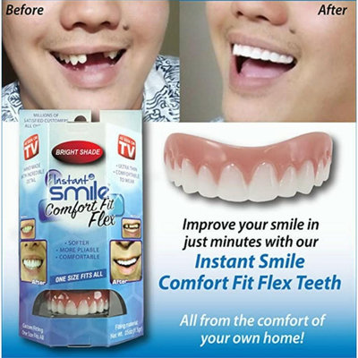 Instant Smile 矽膠假牙貼片 亮白色 舒適貼合彈性牙齒 美齒牙套 假牙片 美白貼片 矽膠美齒貼 仿真假牙 可脫卸美容牙套