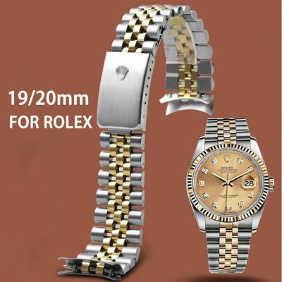 勞力士 Wx 19 毫米 20 毫米彎曲末端金屬錶帶,適用於勞力士錶帶實心不銹鋼錶帶系列 DATEJUST 女士男士手鍊