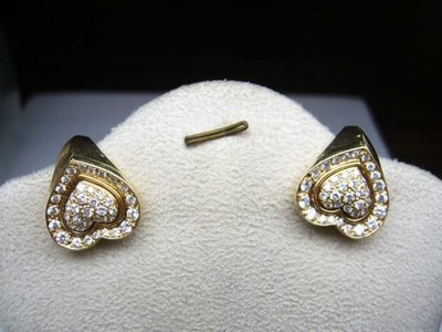 [吉宏精品交流中心]CARTIER 卡地亞 心形造型 18黃K金 原鑲鑽石 耳環(一對)(真品)