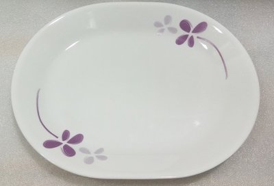 《耕魚小店》美國 康寧餐具 12.5吋 紫色幸運草 腰子盤