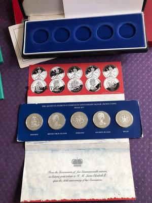 銀幣現貨/英國女王加冕30年精致套幣銀盒證