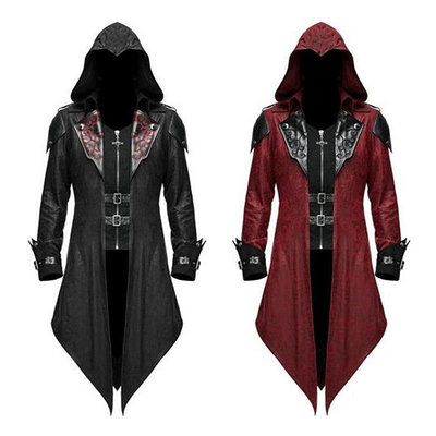 奇奇萬圣節歐美中世紀復古拼接外套男哥特式暗黑刺客cosplay宮廷禮服