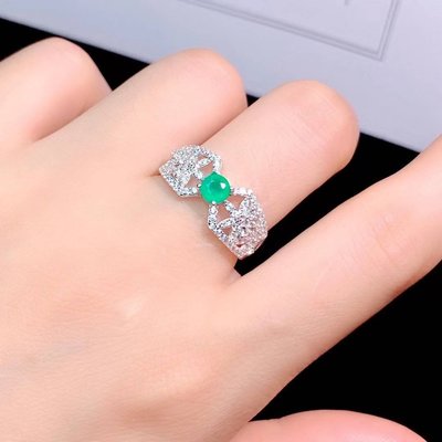 【祖母綠戒指】天然祖母綠戒指 鑽切祖母綠 正綠高淨度 蕾絲設計款 完美高級感