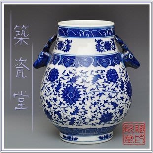 INPHIC-景德鎮陶瓷復古青花瓷器纏枝蓮花瓶現代時尚裝飾擺飾