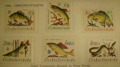 0111 捷克斯洛伐克 1966年世界釣魚錦標賽新 套全 有貼