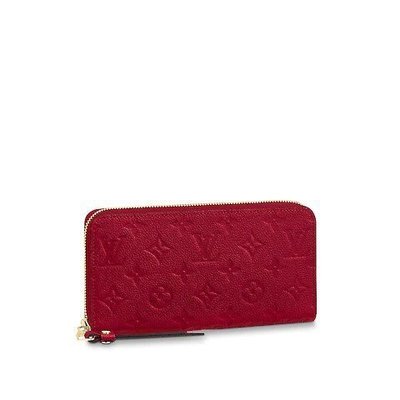 【二手】Louis Vuitton LV 路易威登 經典紅色老花壓紋 長款拉鏈式百搭皮夾錢包 M63691