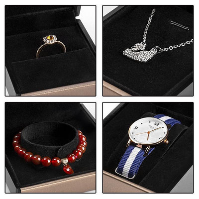 拉絲PU首飾包裝盒 LED燈發光項鏈盒戒指手鐲盒鉆石珠寶手表飾品盒