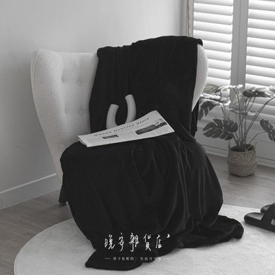 wanan/☾… 黑色系愛好の 黑色法蘭絨保暖毛毯