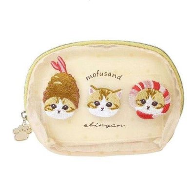 《散步生活雜貨》日本進口 貓福珊迪 mofusand 貓咪 刺繡 化妝包 筆袋 隨身包MFS-150