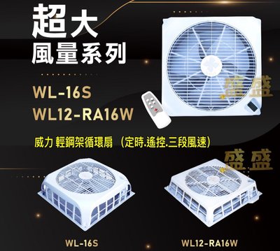 大風量循環扇 威力 18吋WL-RA16S(WL-16) 16S 超強風 天花板循環扇 天花板扇 節能扇輕鋼架專用電扇