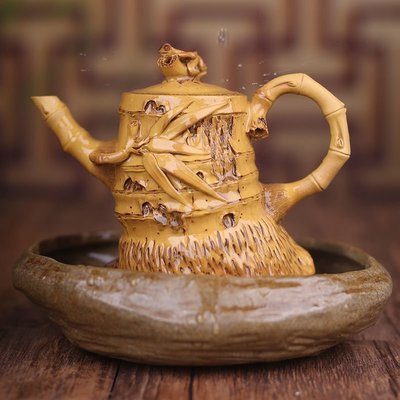 宜興紫砂壺純手工名家仿竹段泡家用正品紅茶茶壺段泥功夫茶具-~ 特價熱賣