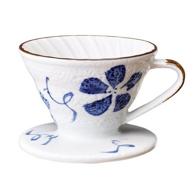 日式手繪陶瓷咖啡濾杯102E (古染花系)2-4杯 高級加厚白瓷.水流速杯型與 V60 同款