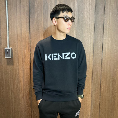 美國百分百【全新真品】KENZO 高田賢三 大學T 長袖T恤 T-shirt 圓領 logo 黑色 BK70