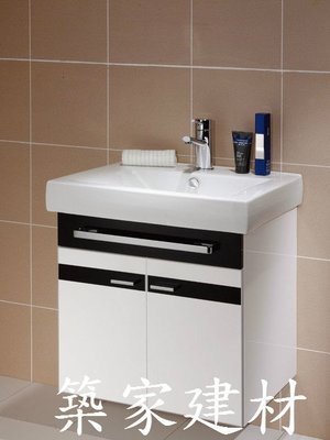 【AT磁磚店鋪】Corins 柯林斯衛浴 100%防水 黑白風情 方型陶瓷臉盆浴櫃組 SN-05B-60F 60cm