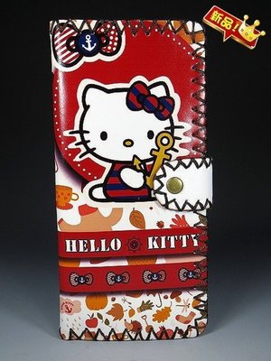 【 金王記拍寶網 】009  Hello Kitty 凱蒂貓   長夾 皮夾 女用 男用 中性 手工 皮夾 市面罕見稀少