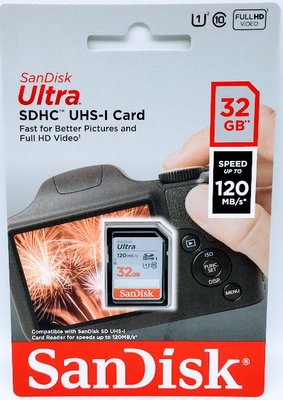 SanDisk Ultra SDHC 32GB 記憶卡 SD 32G UHS-I Class10 120MB/s 公司貨 SDSDUN4