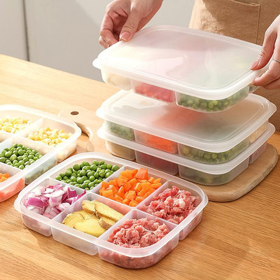 日式可疊加帶蓋食材備菜分類配菜盒密封分格不串味分裝冰箱保鮮盒十選九精品館-