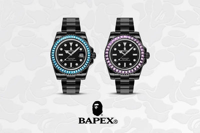 TYPE 1 BAPEX® CRYSTAL STONE 綠鑽 粉鑽 黑色 手錶 1J30-187-004。太陽選物社