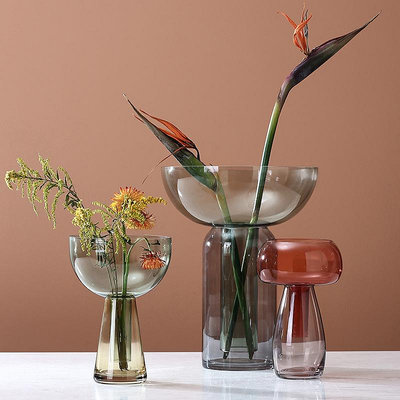 花瓶北歐透明玻璃水培小花瓶輕奢擺件家居花器軟裝飾品