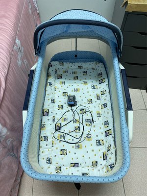 電動嬰兒床/電動搖籃/水平睡箱搖床-藍色