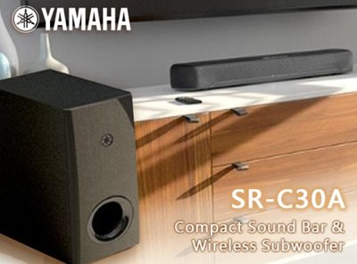 【風尚音響】YAMAHA   SR-C30A  藍芽 Soundbar 家庭劇院 無線超低音 - 揚聲器系統