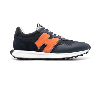 [全新真品代購-S/S23 新品!] HOGAN 深藍色 異材質拼接 休閒鞋 / 運動鞋 H601
