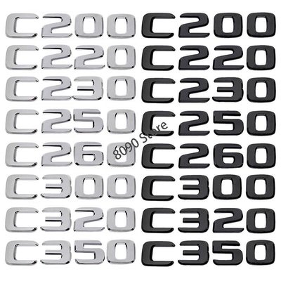 適用於賓士C200 C220 C230 C250 C260 C300 C320 C350改裝ABS字母車尾門金屬貼標滿3
