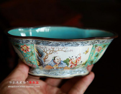 【熱賣精選】北京傳統手工藝景泰藍碗 畫琺瑯 元寶碗 仿古碗 古玩收藏家居擺件