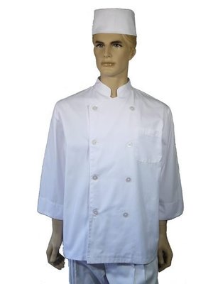 A004薄料雙排扣七分袖廚師服