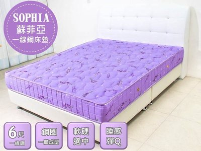 【DH】商品編號019商品名稱SOPHIA蘇菲亞紫色薰衣草護背一線鋼雙人6尺床墊.台灣製.可訂做.主要地區免運費