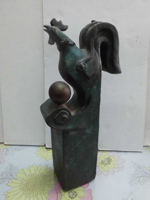 國寶級銅雕大師蕭啟郎2008、9落款作品－－－『鳴雞』【《回饋網友攔腰價》】
