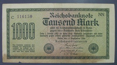 dp1184，1922年，德國1000 馬克紙幣一張。