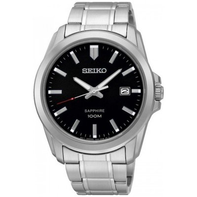 【金台鐘錶】SEIKO 精工 男錶 石英錶 不鏽鋼錶帶 (藍寶石水晶玻璃) 黑色錶盤SGEH49P1 SGEH49