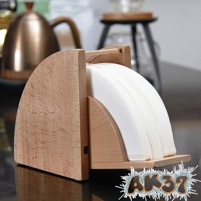 《AK37》創意手作手做實木櫸木製咖啡吧檯家用透明壓克力手沖咖啡V型扇形錐形濾紙盒濾紙架防塵蓋濾紙收納盒