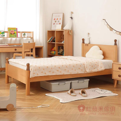 [紅蘋果傢俱] 櫸木系列 MLWH 可可床架 兒童床 櫸木床架 實木床架 特價床架 雙人床 北歐風