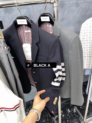 【BLACK A】精品THOM BROWNE 21SS 春夏新款 4Bar系列經典條紋 女士深藍色西裝外套 成套套裝