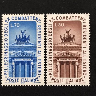 1964 義大利 羅馬朝聖之旅 套票2全 45元  義大利獨立和統一的象徵——埃曼紐爾二世紀念堂