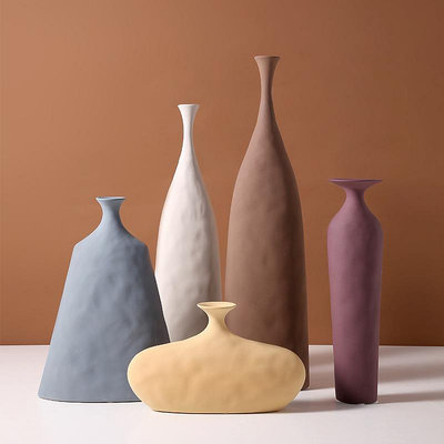 創意擺件 陶瓷花瓶 陶瓷花瓶擺件柜莫蘭迪幾何不規則樣板房餐桌工藝品76 BH050