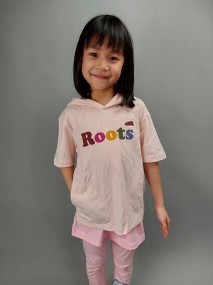 [P S]三號五樓 全新正品 Roots 童裝 小童 連帽短t roots字樣 粉色