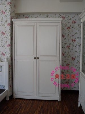 OUTLET限量低價出清浪漫白色家具--愛妮塔復古白 雙門衣櫃/衣櫥--促銷 優惠 22800 元.