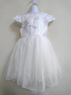 新竹金奇童裝120-150紫色花朵兒童短袖白洋裝女童公主裙紗裙花童禮服夏季白色洋裝畢業白色洋裝洋裝83386