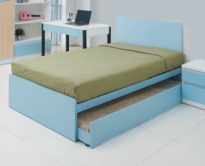 【生活家傢俱】HJS-401-3A：系統3.5尺子母床-藍色【台中家具】兒童床 單人床 低甲醛E1系統板 台灣製造