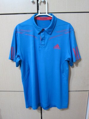 衣市藍~adidas 排汗短袖POLO衫 (L~藍~) (220901)