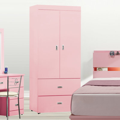 【在地人傢俱】22 簡單購-粉色木心板3x6尺二抽衣櫥/衣櫃~可搭配民宿風 LC088-10